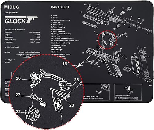Miniatura 6 de Alfombrilla de limpieza de pistola antideslizante de goma almohadilla de limpieza para pistola de mantenimiento para pistola 1911GLOCKM&PRemington