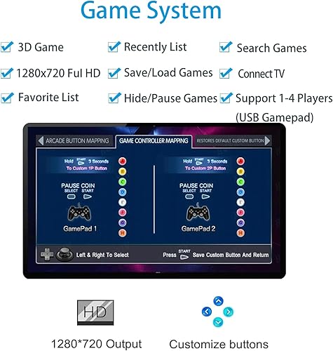 Miniatura 2 de 26800 en 1 Consola de juegos portátil de arcade de mano con pantalla HD de 17.5 pulgadas, doble jugador, caja matal 3D DX, búsqueda de máquinas de