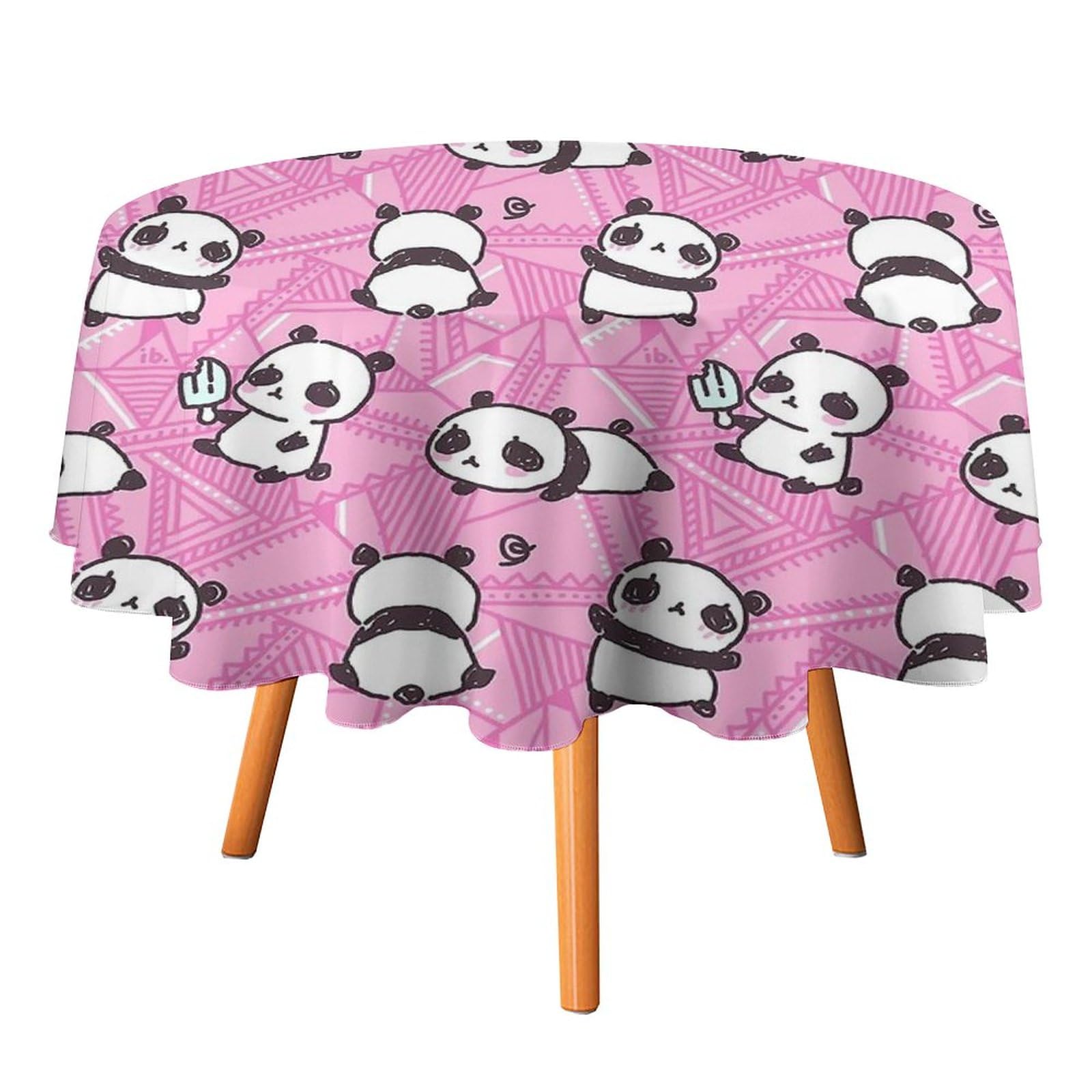 Cute Pandas Pattern Table Cloth Decorative Fabric Table Cover Washable Dust-Proof Wrinkle Resistant for Camping Picnic 19.99
