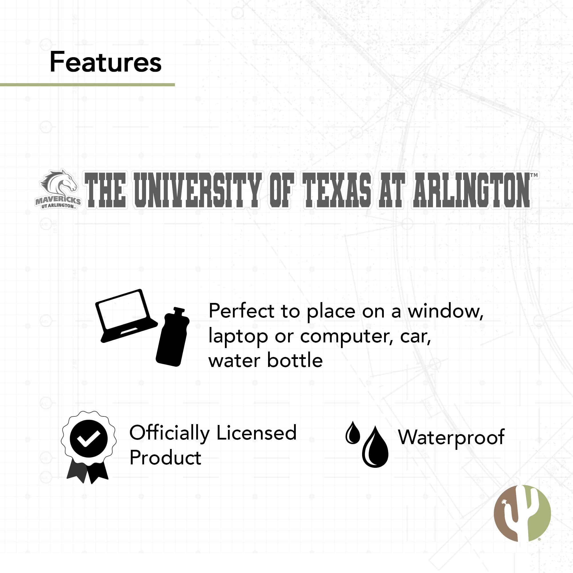 University Of Texas Name & Logo Vinyl Decal Sticker - 15 Inch, Officially Licensed, For Car, Laptop, Water Bottle - View #5