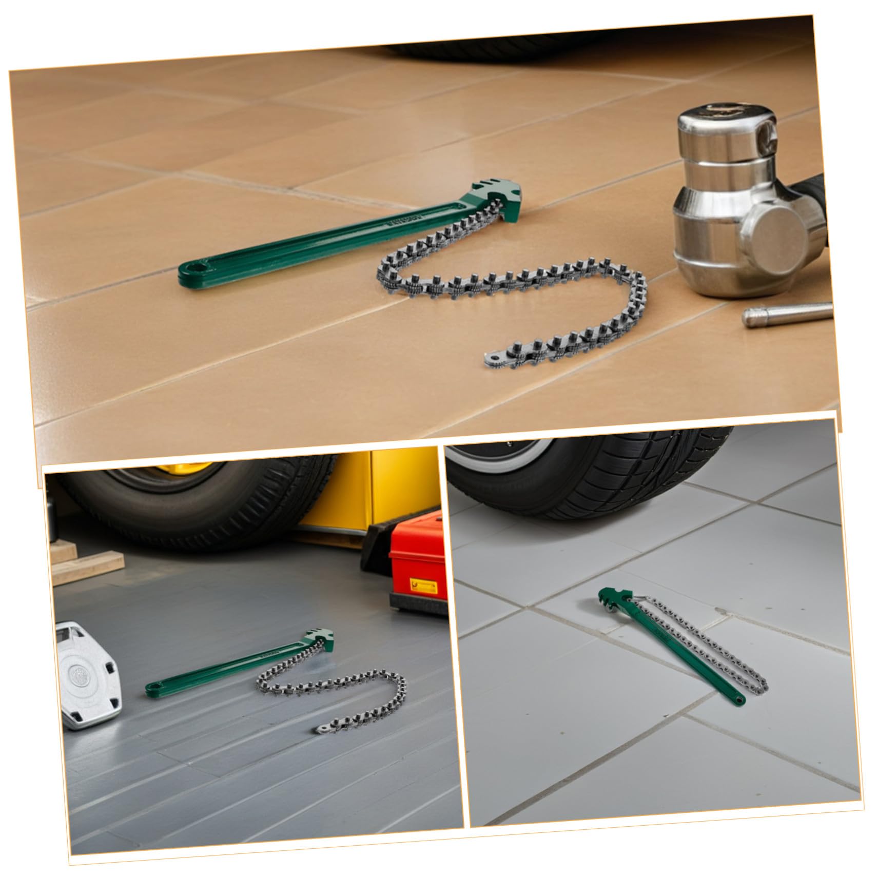 Cabilock Llave de Cadena para Filtro de Aceite 2 Piezas Acero al Carbono | Trinquete de Alta Resistencia, Verde, para Filtro de Combustible y Carcasa de Agua