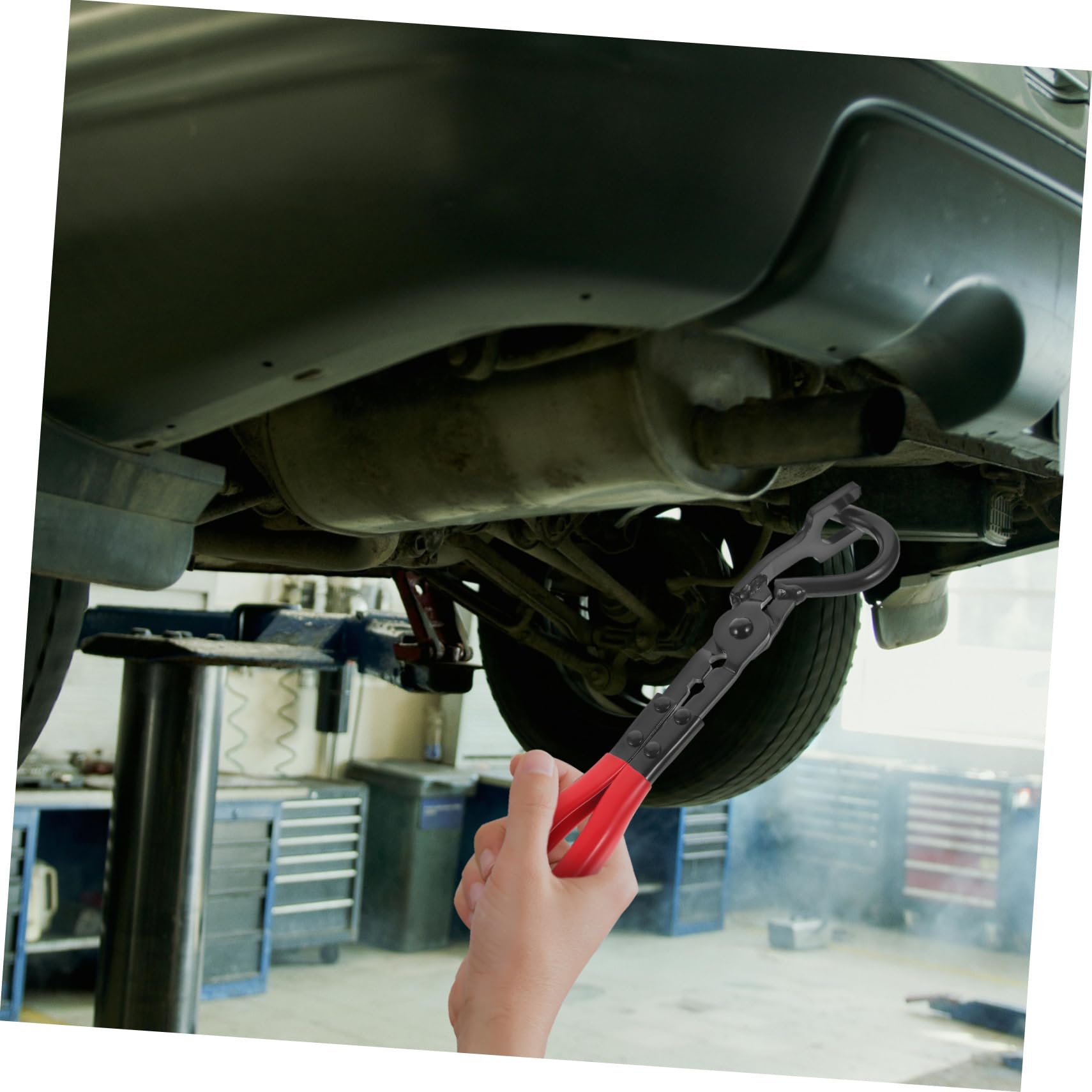OUNONA Auspuffhalterungszange Benutzerfreundlich und Effizient Schwarz aus Aluminiumlegierung für Auspuffgummi und Auspuff für Kfz-Techniker