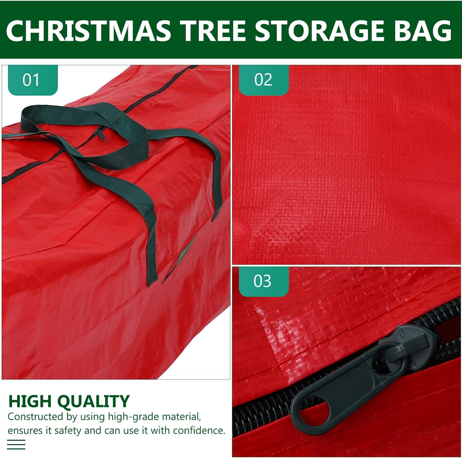 Christmas Tree Storage Bag Xmas, PE Foldable Dust Blocking Red