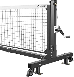 Patiassy Tournament Pickleball Net: USAPA/IFP Regulation Size, Rust-Proof Aluminum Frame, Hand-Crank Tension for Portable or Permanent Courts