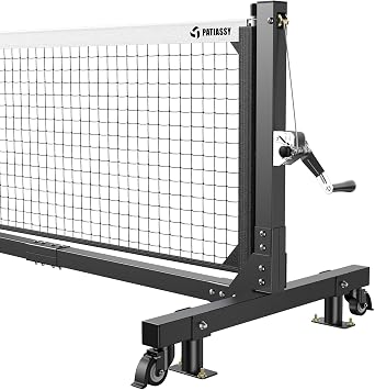 Tournament Pickleball Net, IFP/USAPA Standards 22FT Regulation Size, Rust-Resistant Aluminum Frame with Hand-Crank Tension System for Semi-Permanent or Mobile Court Use