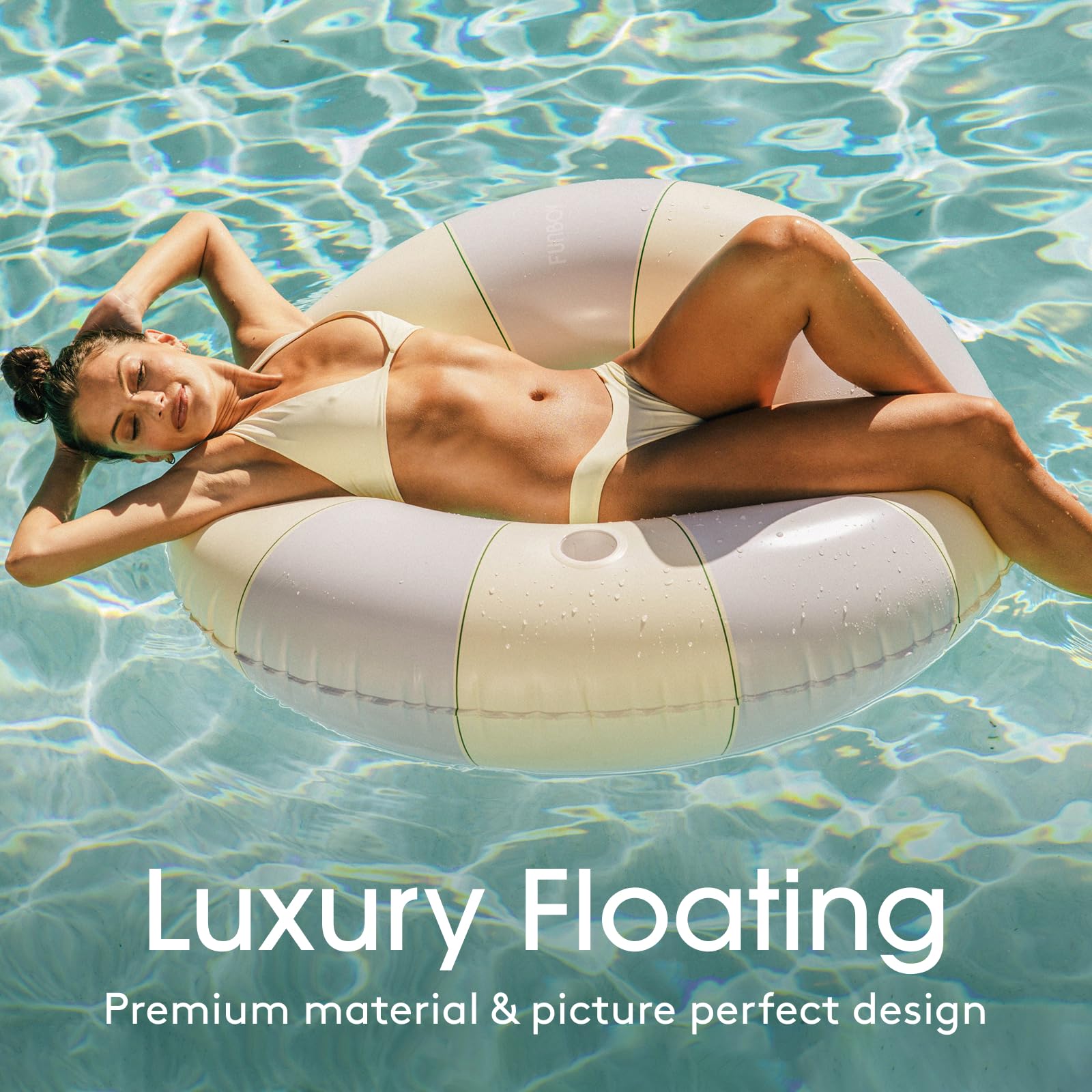 FUNBOY Flotteur de Piscine Gonflable à Rayures géantes avec Porte-gobelet, Chambre à air pour Adulte de 122 cm