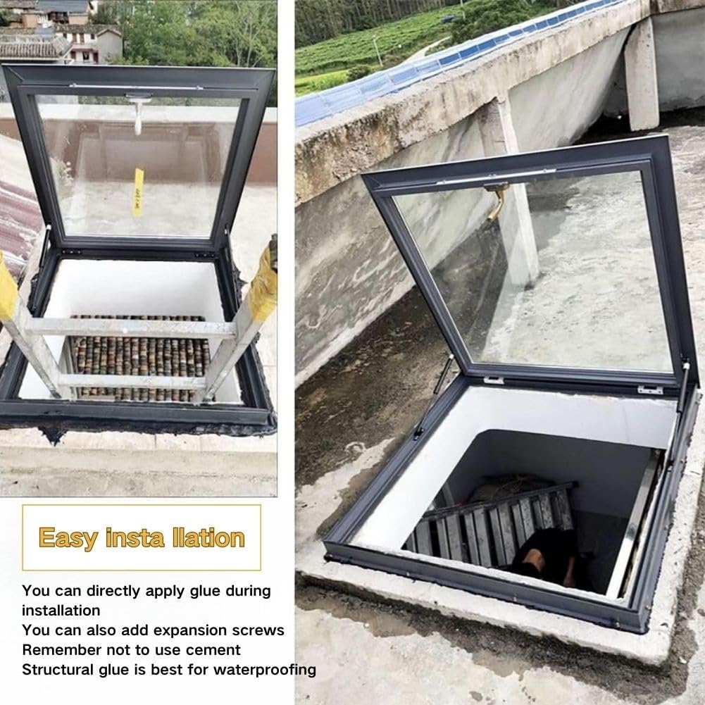 Genérico Claraboya Manual para Techo - Trampilla Transparente para áticos, sótanos, cobertizos, solarios, graneros y Casas de Juegos (90°) - Ventana pequeña Ideal para luz Natural