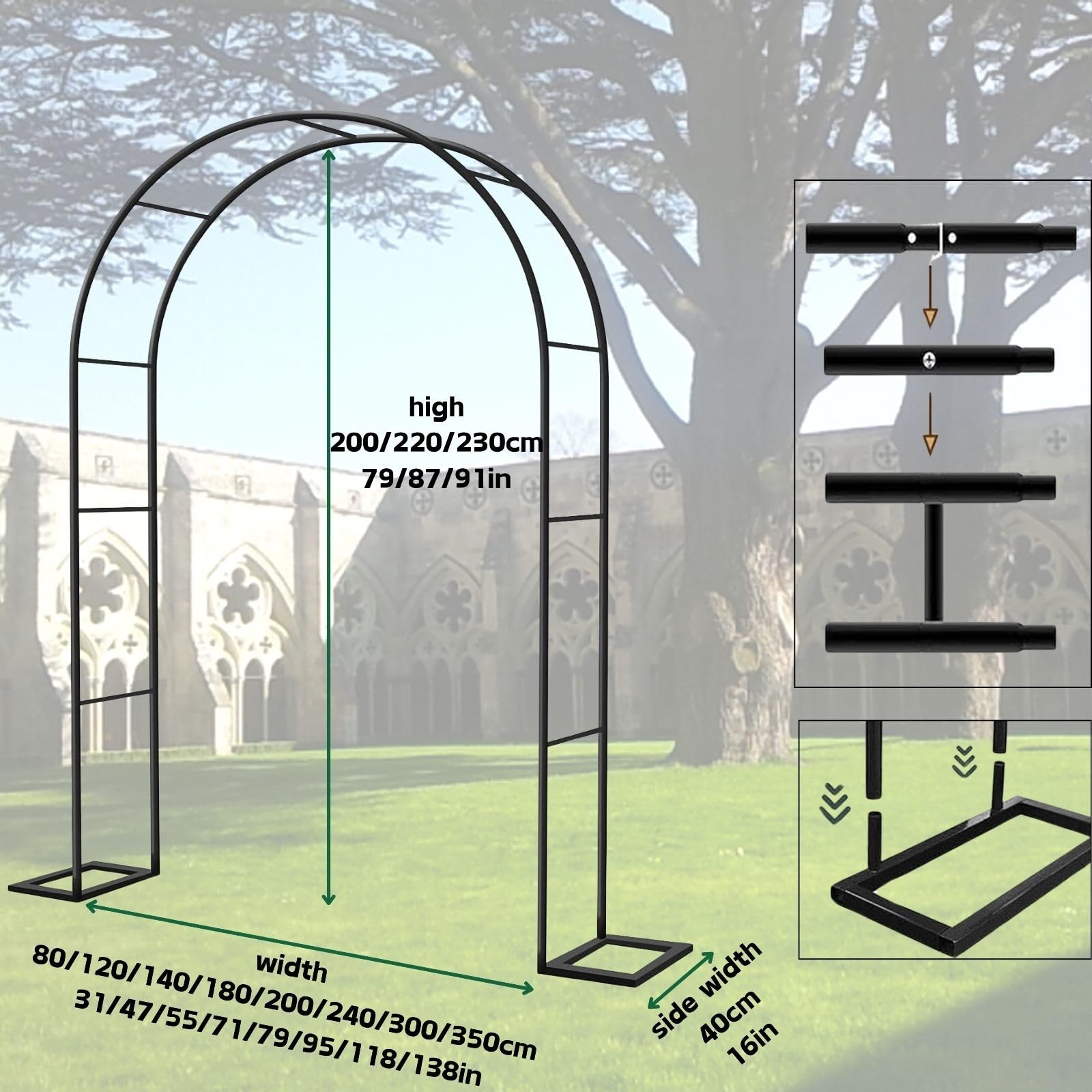 Rankgitter aus Metall für Kletterpflanzen und Rosen, Hochzeitsdekoration, 200/220/230 cm (weiß, 180 x 220 cm) – perfekter Pflanzenstecker für Gartenliebhaber