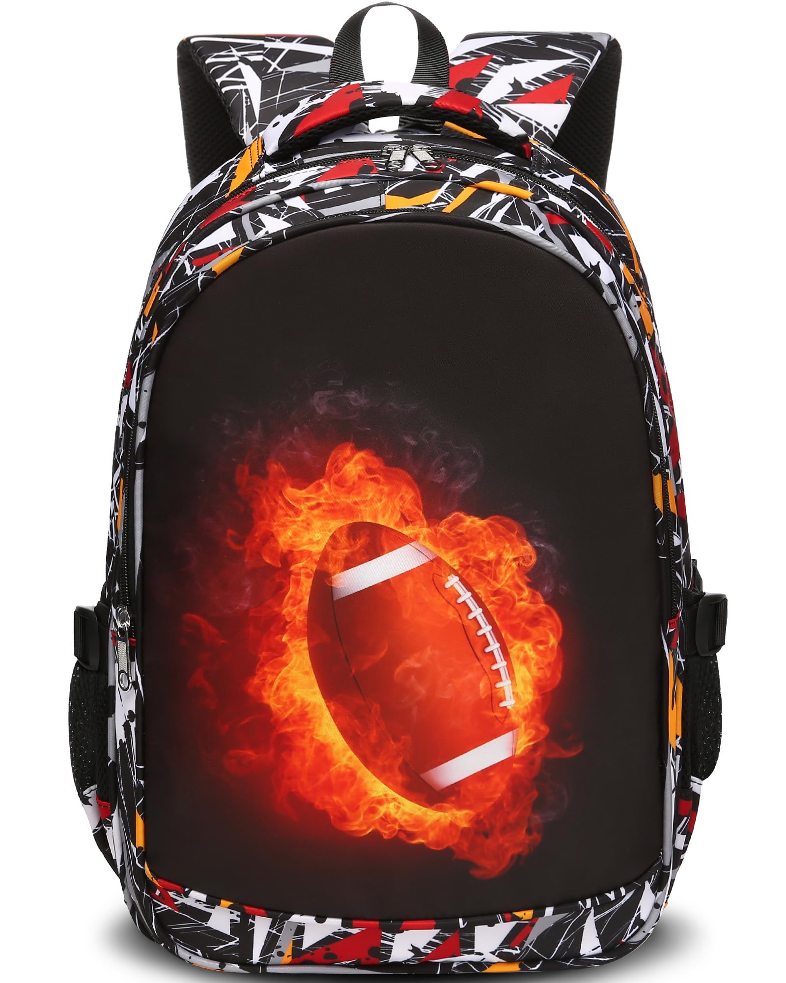 School Backpack for Boys Football Book Bags for Elementary School Kids Back Pack Bookbags Back to School Bags for Boys Ages 6-8 8-10 10-12 Bolsos Morrales Mochilas Escolares para Niños de 6 8 10 Años