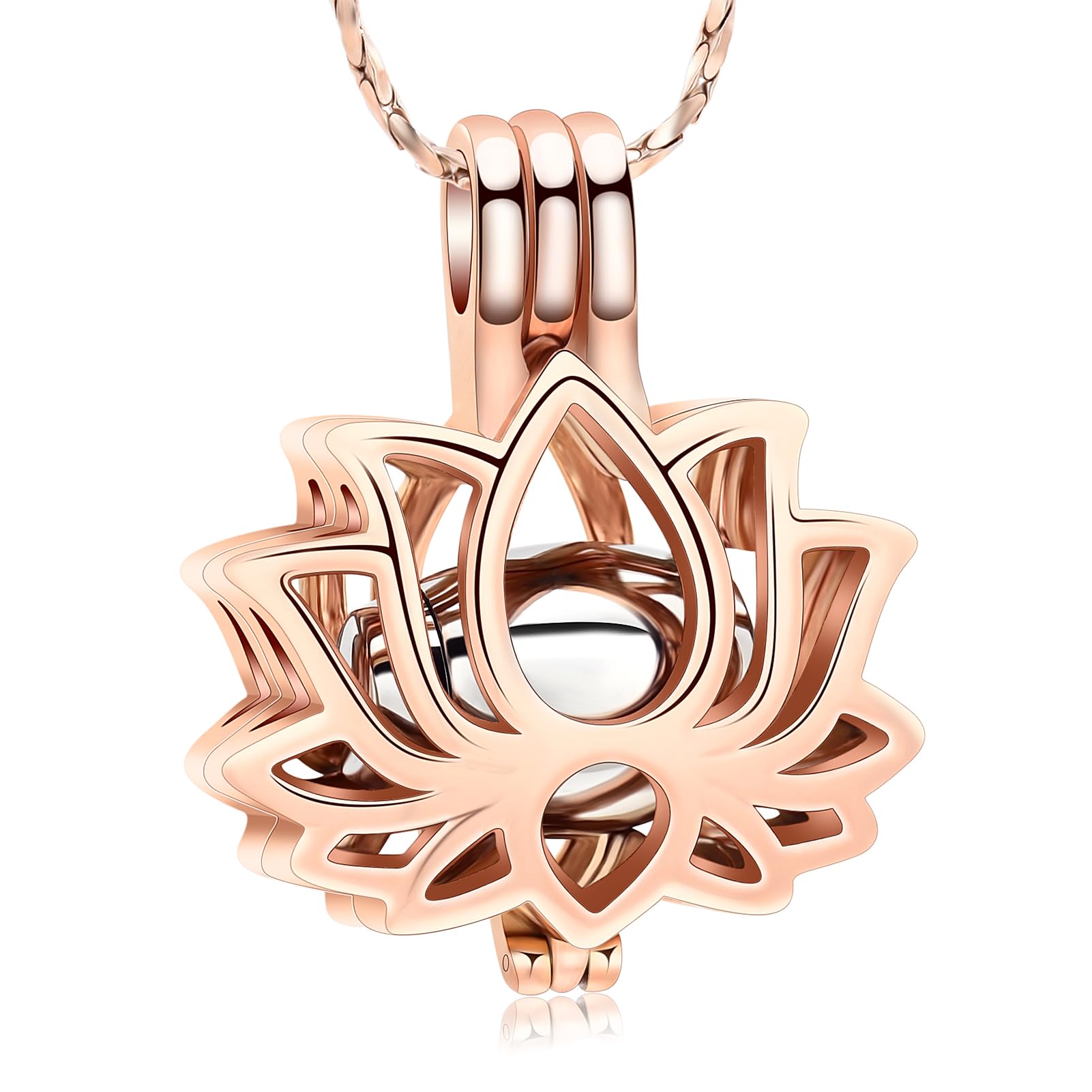 Imrsanl Cremation Jewelry for Ashes - Lotus Flower Ashes Pendant Necklace with Mini Keepsake Urn Memorial Ash Jewelry