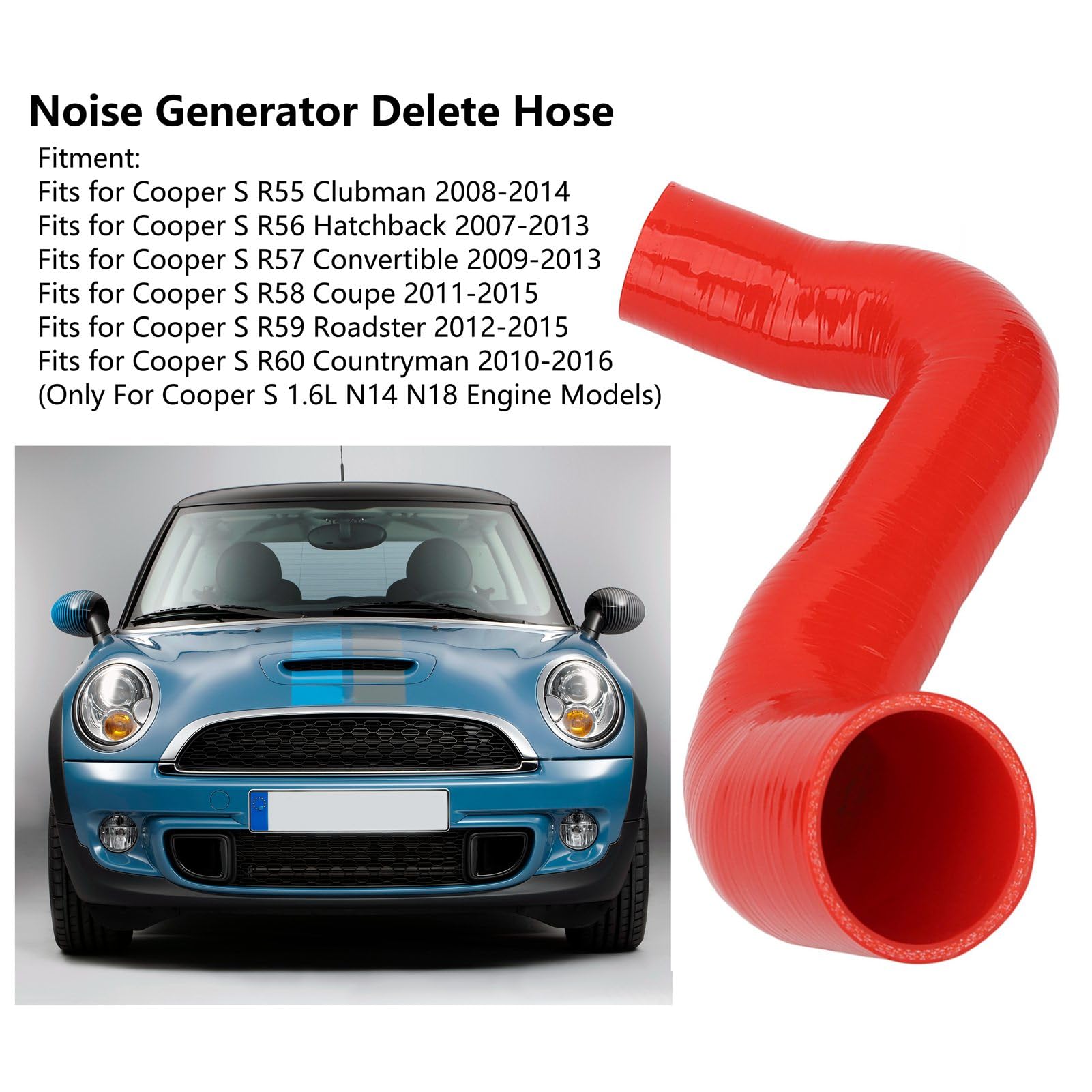 Noise Maker Löschschlauch-Kits für S N14 N18 1.6L R55 R56 R57 R58 R59 R60 (Rot)