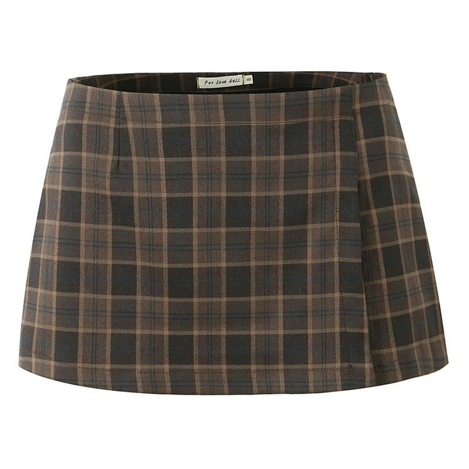 Gonna Lunga Bellezza Donna Moda Dolce Plaid Chic Cerniera Laterale Minigonna A Trapezio Gonne Sexy Sottili Vita Bassa Corte Avvolgenti-as1-m