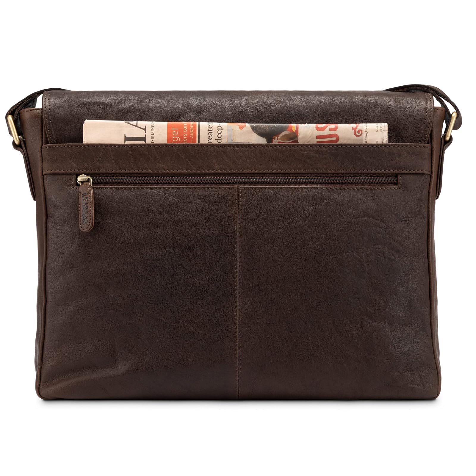 LEABAGS Bolso Bandolera para Hombres y Mujeres | Bolso Mensajero con Correa | Bolsa Cuero Genuino para Portátil 15" | Bolsa de Hombro | Bolsa de Trabajo | Bolsa de Transporte