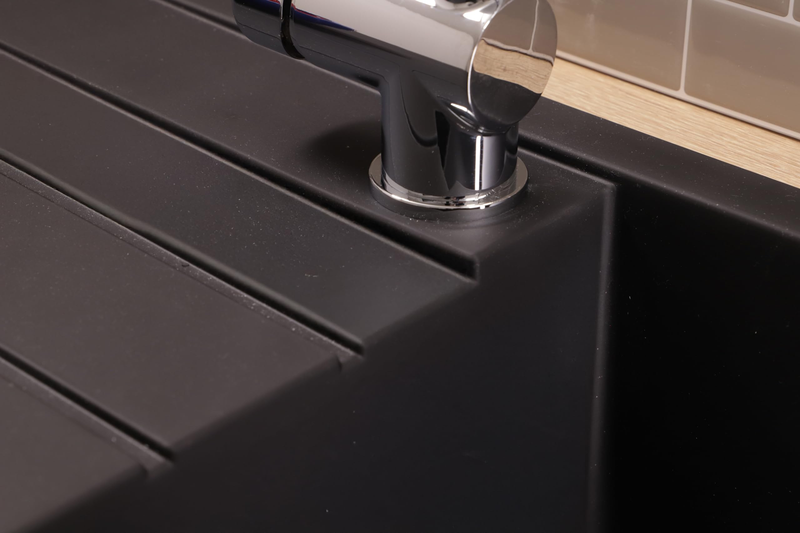 Respekta Houston Lavello in Mineralite nero/Lavello da incasso a 1 vasca da 100 x 50 cm/Lavello adatto a mobili sottolavello a partire da 60 cm di larghezza / HOUSTON100X501BS