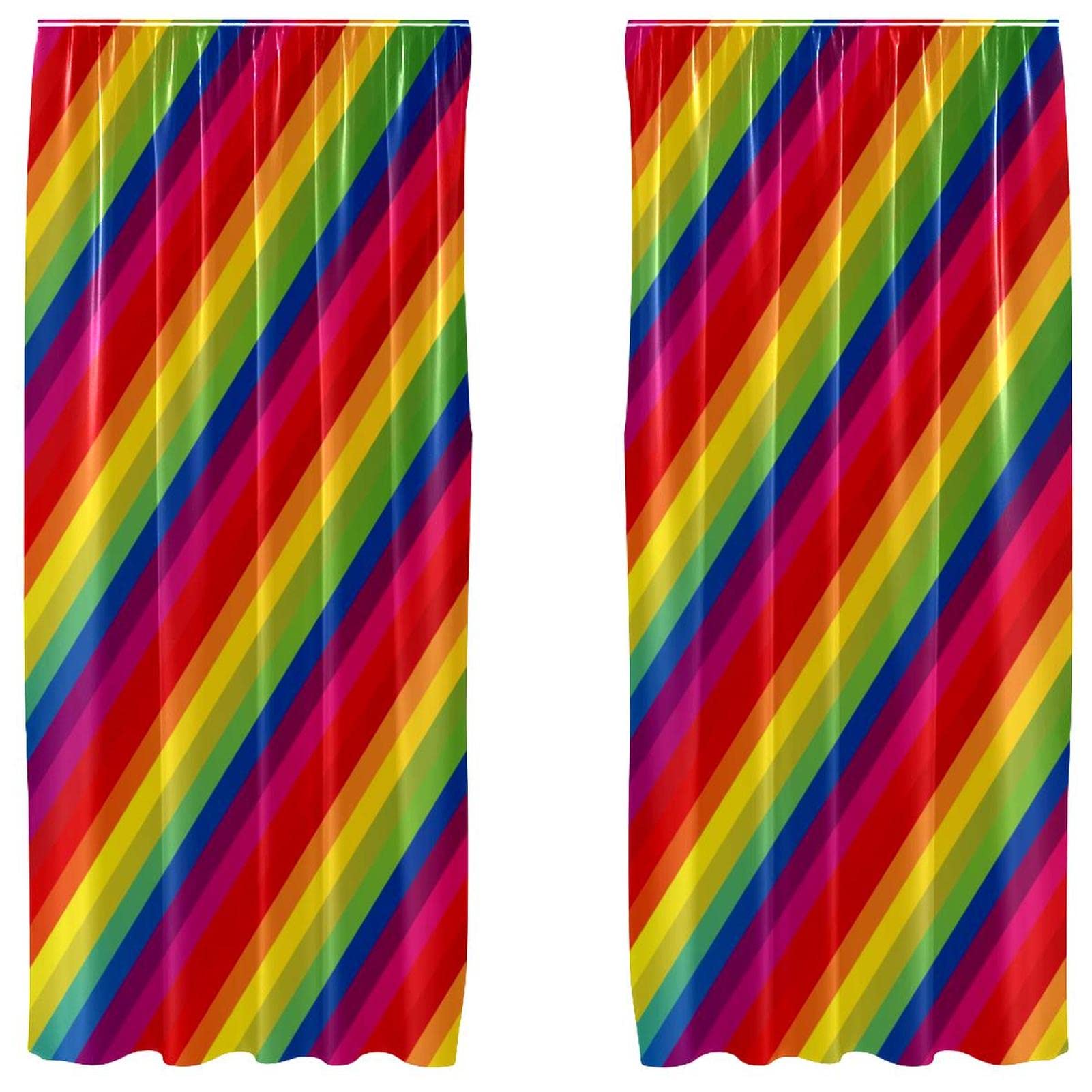 Cortinas opacas alegres de rayas amarillas y rojas para salones luminosos y cuartos de juego