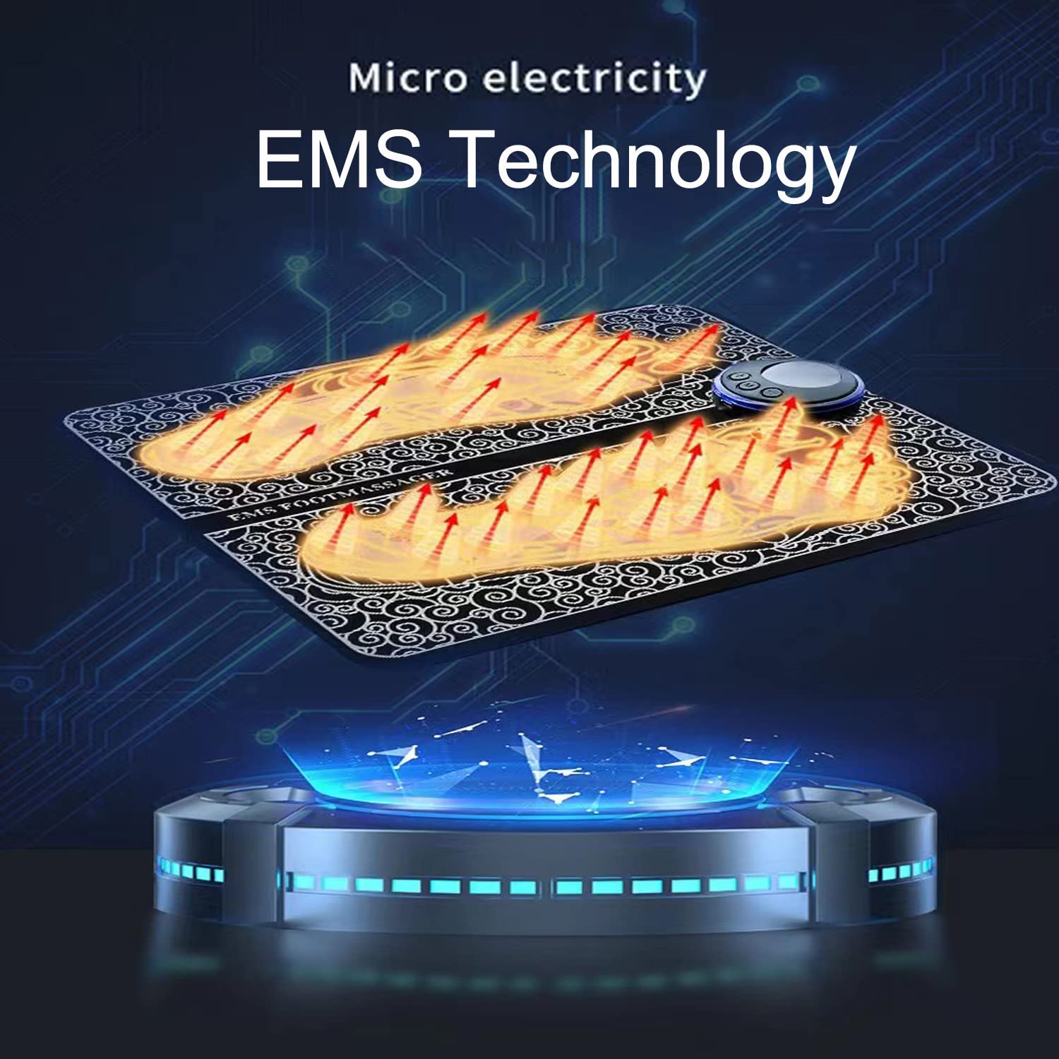 EMS Masażer stóp Masażer stóp Elektryczny USB, Masażer zdrowia stóp do przepływu krwi Złagodzenie bólu mięśni z,8 Tryby:19 Regulowane częstotliwości
