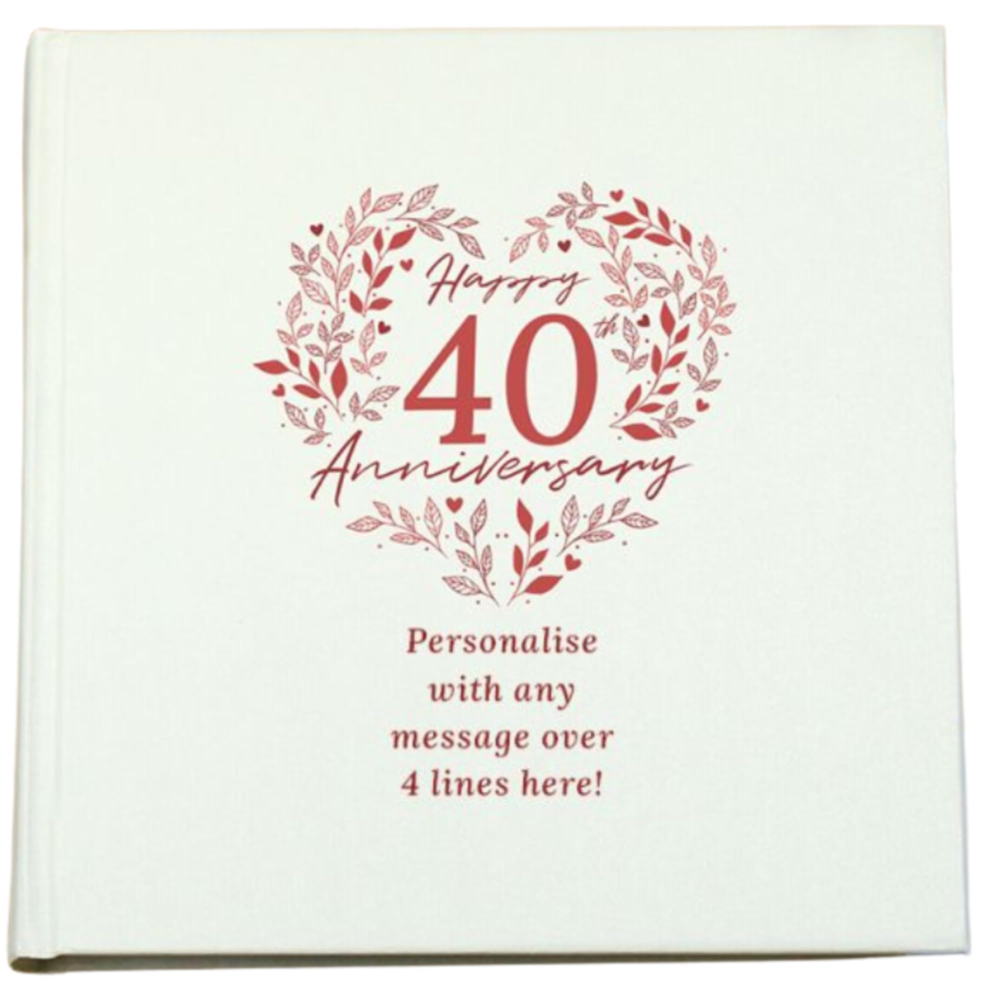 Caleli Gifts White Personalised Ruby Wedding Anniversary Photo Album.40th Anniversary Album.