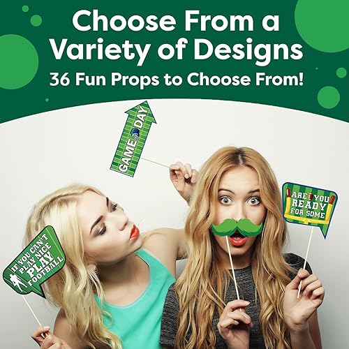 Miniatura 2 de Accesorios para cabina de fotos de fútbol, 36 piezas de recuerdos de fiesta de fútbol, decoraciones de fiesta de fútbol, suministros de fiesta de