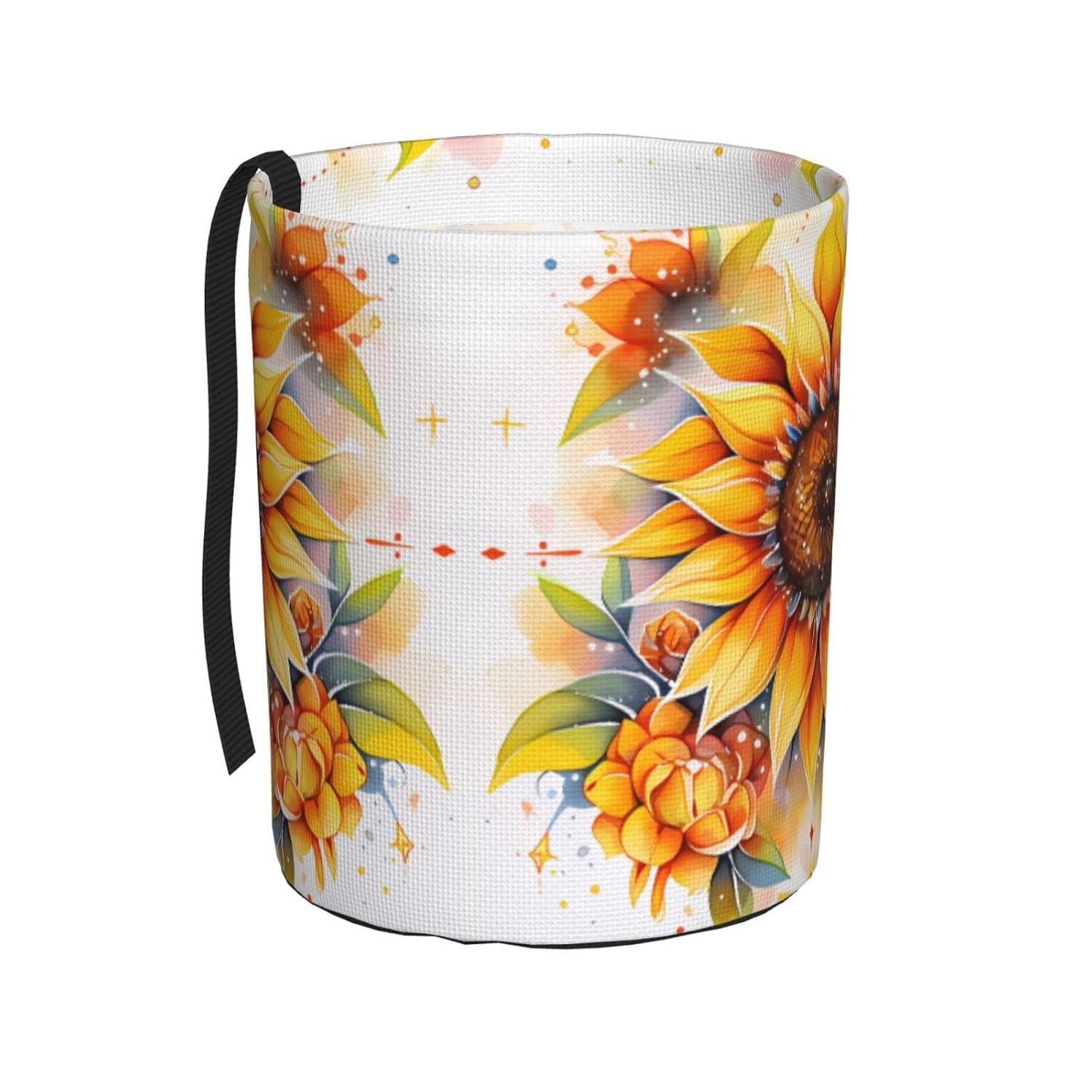 Yellow Sunflower in Oil Car Trash can, Hanging Foldable car Trash can, car Storage Box Accessories, Suitable for Travel SUV Truck Sedan