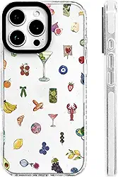 Capa para iPhone 14 Plus e iPhone 15 Plus [proteção contra quedas de grau militar/proteção de TPU macio divertido/proteção de câmera/para mulheres e meninas] - colagem gastronômica