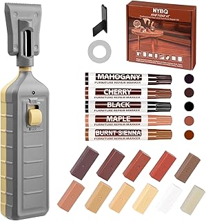 NYBQ Laminat Reparaturset, 24 Stück Holz Parkett Reparaturset Neuem Upgrade-Schmelzwerkzeug, 11 Farben Hartwachs für Holzkitt Vinylboden Holzböden Möbel Arbeitsplattet Reparatur set