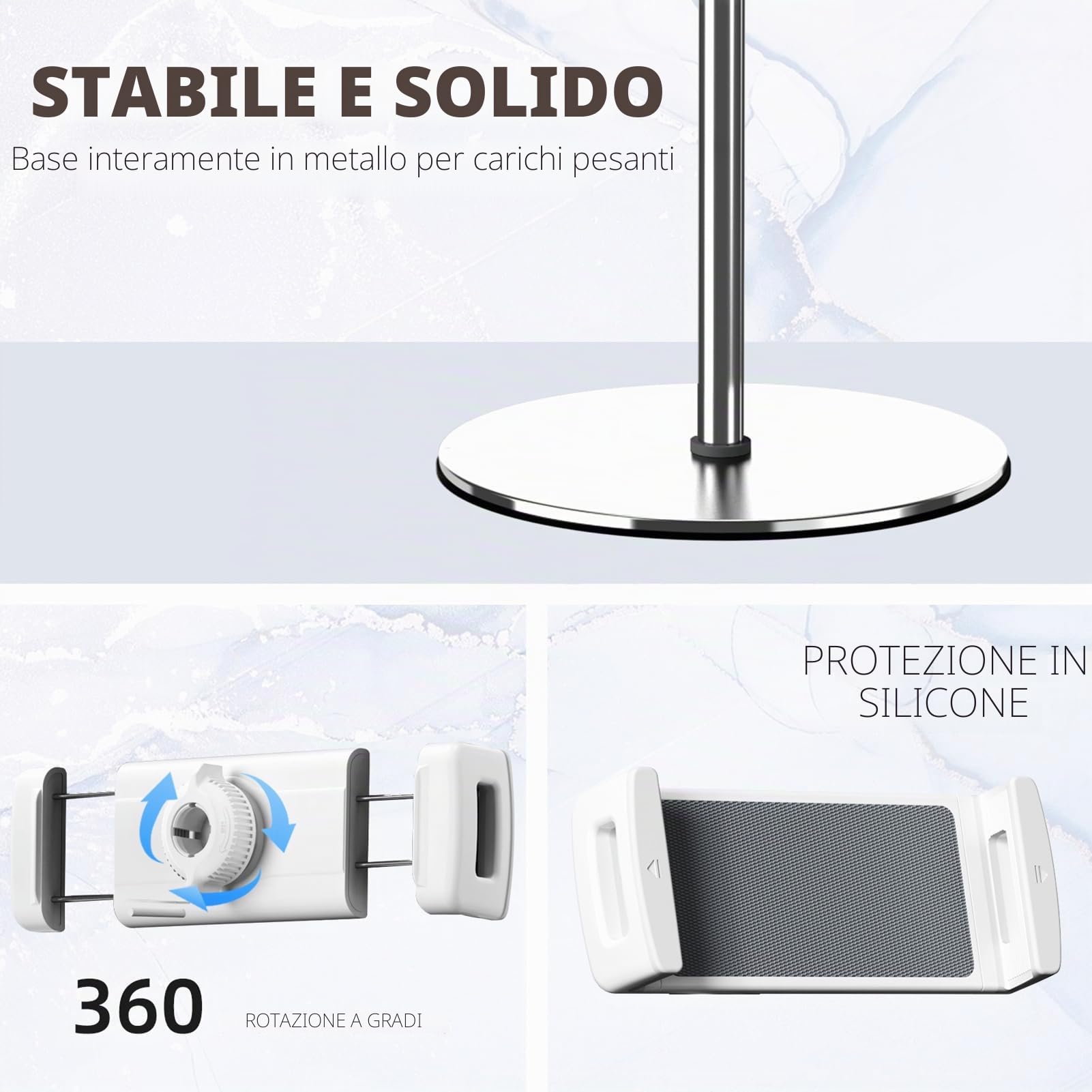 Supporto da pavimento per tablet, altezza 167,9 cm, regolabile, supporto per tablet per iPad, iPad Pro, iPhone, Samsung, Kindle o dispositivi da 4,7-12,9 pollici