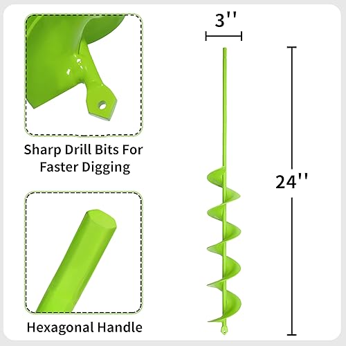 Miniatura 2 de TCBWFY Broca de taladro de 3 x 24 pulgadas para plantar, barrena de jardín fácil para macetas, barrenas para plantas de bulbos y ropa de cama,