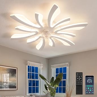 30.7" Ceiling Fans with Lights and Remote Large Ceiling Light Fan Chandelier Dimmable 6 Speed DC Summer/Winter Ceiling Fans with Lamps Modern Ceiling Lighting for Bedroom Living Room Lounge [Energy Class F]