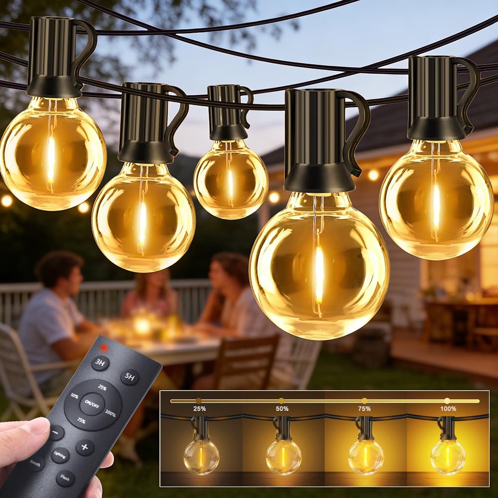 Lichterkette Led Außen Strom 60M - 60+2 G40 Glühbirnen Outdoor Lichterketten mit Timer Fernbedienung Wasserdicht Garten Beleuchtung Außen Innen Dekoration Balkon Hochzeit Party Pavillon