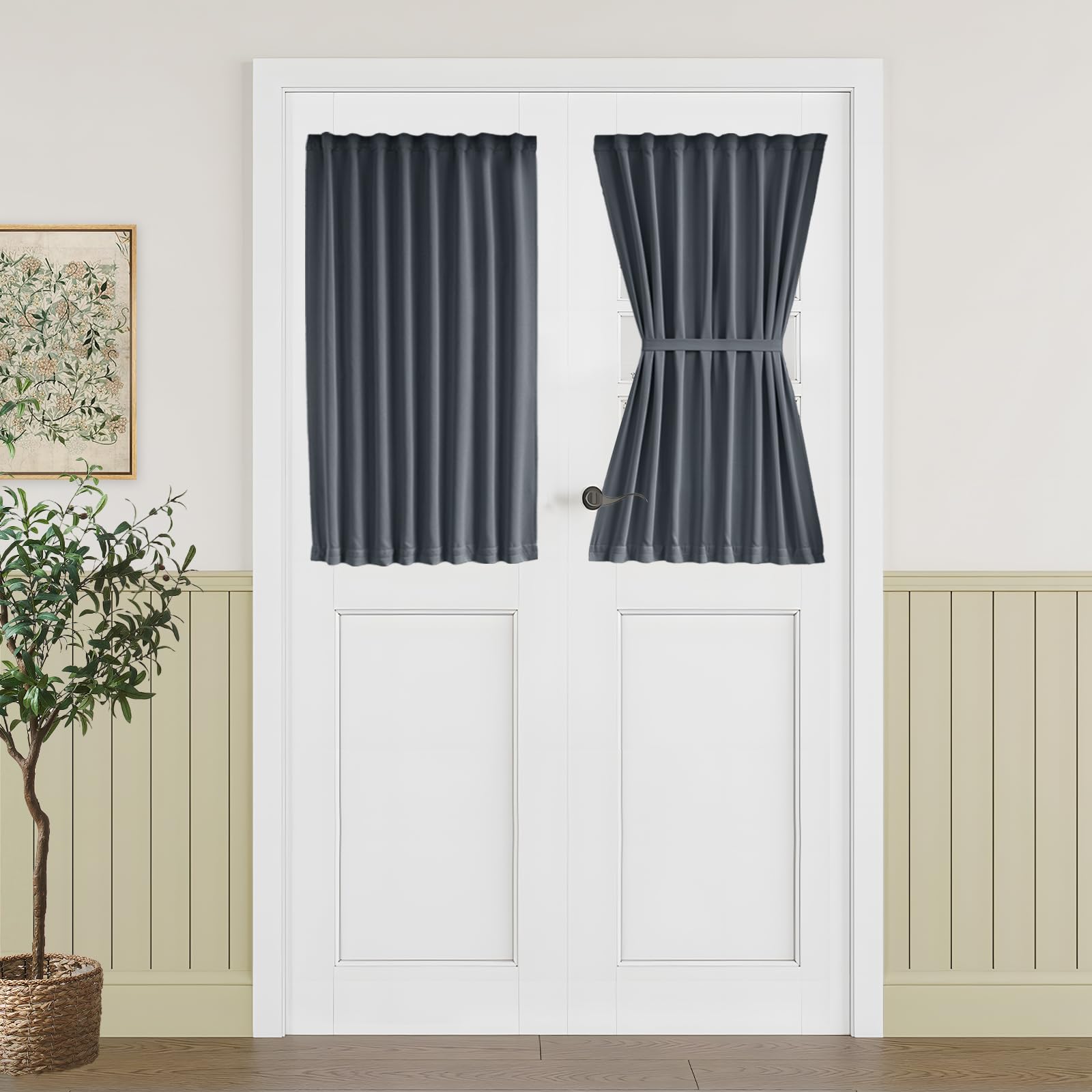 Vatge Cortinas pequeñas para puerta delantera, cortina de vidrio de 40 pulgadas de largo para ventanas de patio, puerta, 1 panel con alzapaños y velcro, 25 pulgadas de ancho x 40 pulgadas de largo,