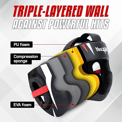 Miniatura 4 de Yes4All Full Face Boxing Headgear - Adjustable Headgear for Muay Thai, MMA, Sparring, Kickboxing