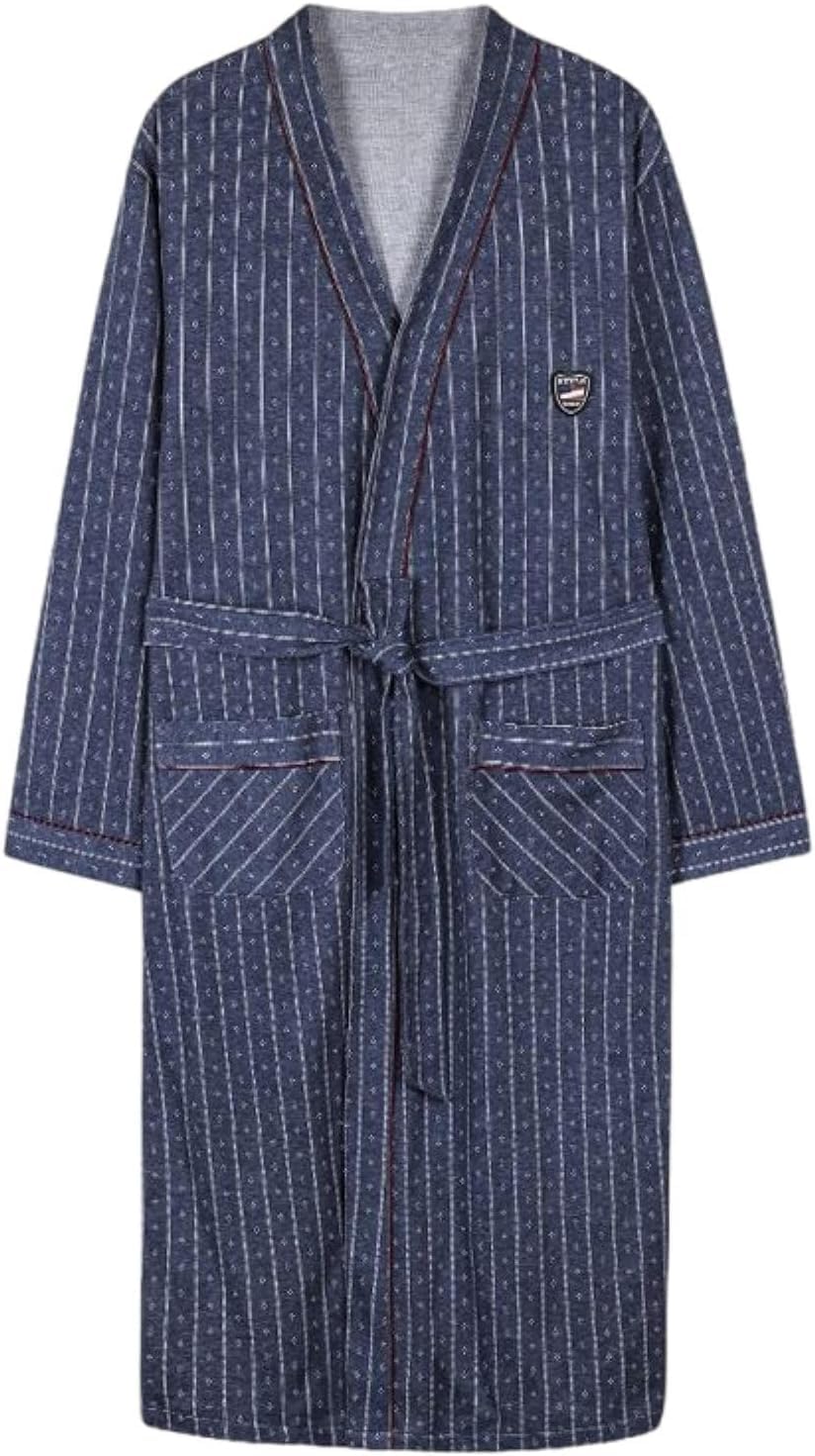 Peignoir de bain à carreaux en coton pour homme coupe légère