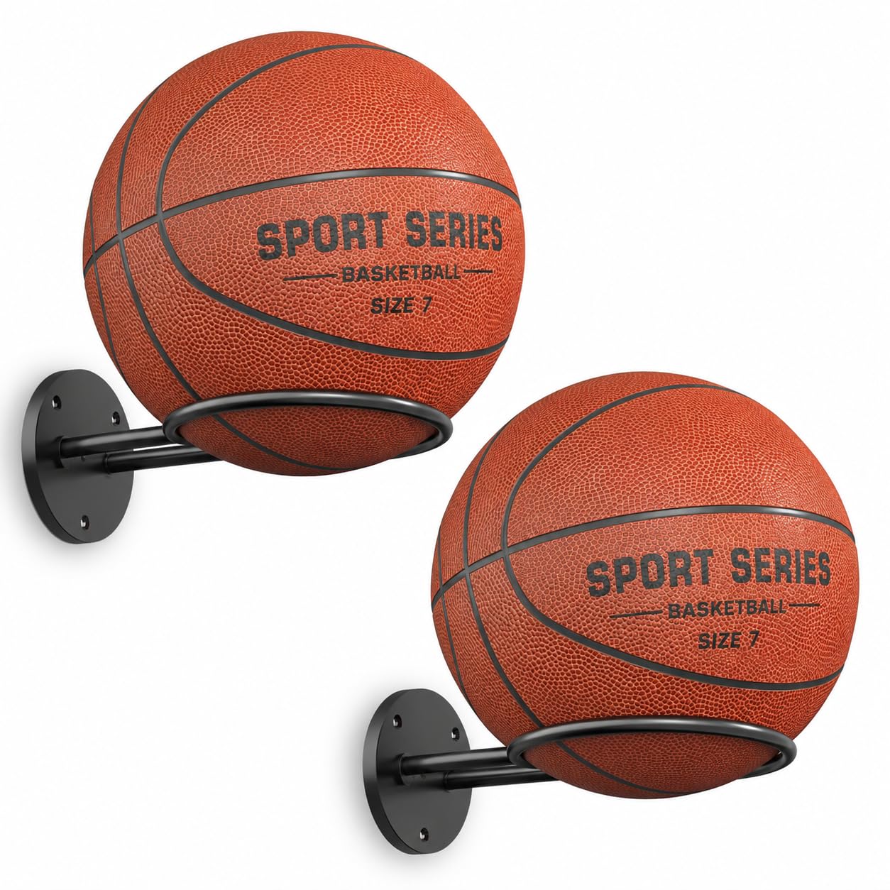 jockcaras Basketball Wall Mount, Wall Basketball Holder, Boys Room Decor, Black, 4 Pack