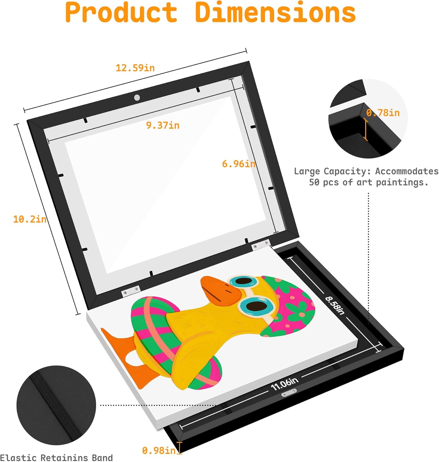 4 Pack Kids Artwork Frames Changeable 8.5 x 11 Inch Children Art Projects Children Art Frames Front Opening Picture Display Frame Holds 150 Drawings for Craft Storage, Room Decor, Portfolio, Black