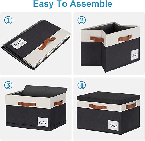 Miniatura 4 de Contenedores de almacenamiento grandes con tapas, canastas de almacenamiento plegables de tela con tapas, cajas de almacenamiento resistentes con