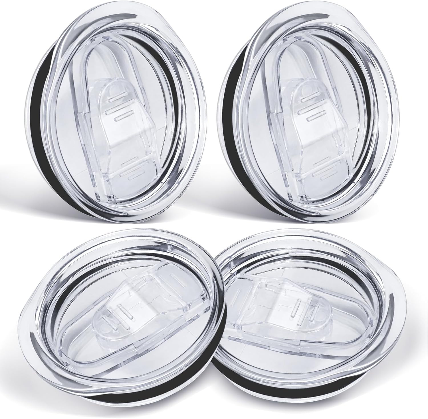 4 Pcs 20 oz Tumbler Lid, Replacement Lids for Skinny Tumblers Plastic Spill-Resistant Clear Sliding Lid, Coffee Cup Lids Replacement for 2.75in Cup Mouth