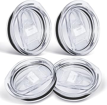 4 Pcs 20 oz Tumbler Lid, Replacement Lids for Skinny Tumblers Plastic Spill-Resistant Clear Sliding Lid, Coffee Cup Lids Replacement for 2.75in Cup Mouth