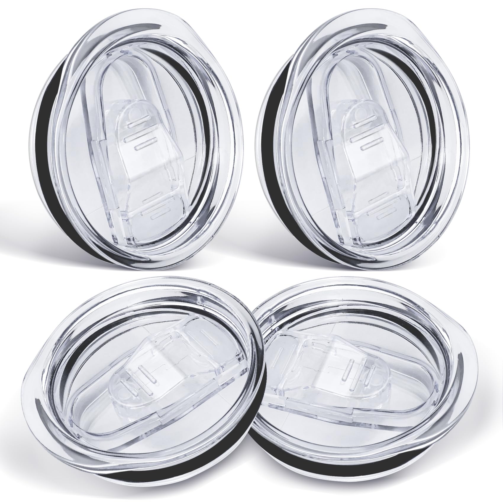 4 Pcs 20 oz Tumbler Lid, Replacement Lids for Skinny Tumblers Plastic Spill-Resistant Clear Sliding Lid, Coffee Cup Lids Replacement for 2.75in Cup Mouth