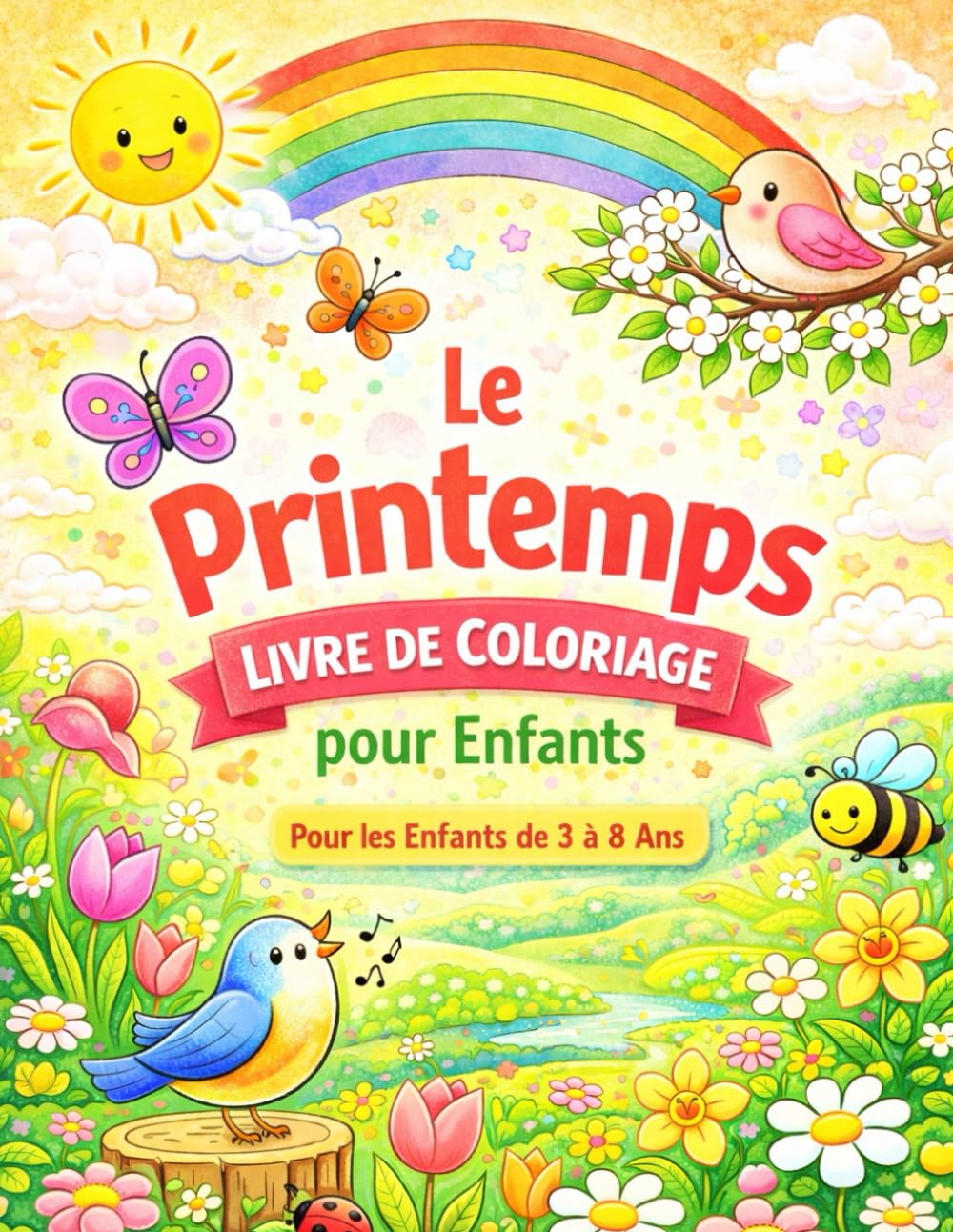 Printemps – Cahier de Coloriage pour Enfants: 32 magnifiques dessins à colorier sur le thème du printemps Pour enfants de 3 à 8 ans