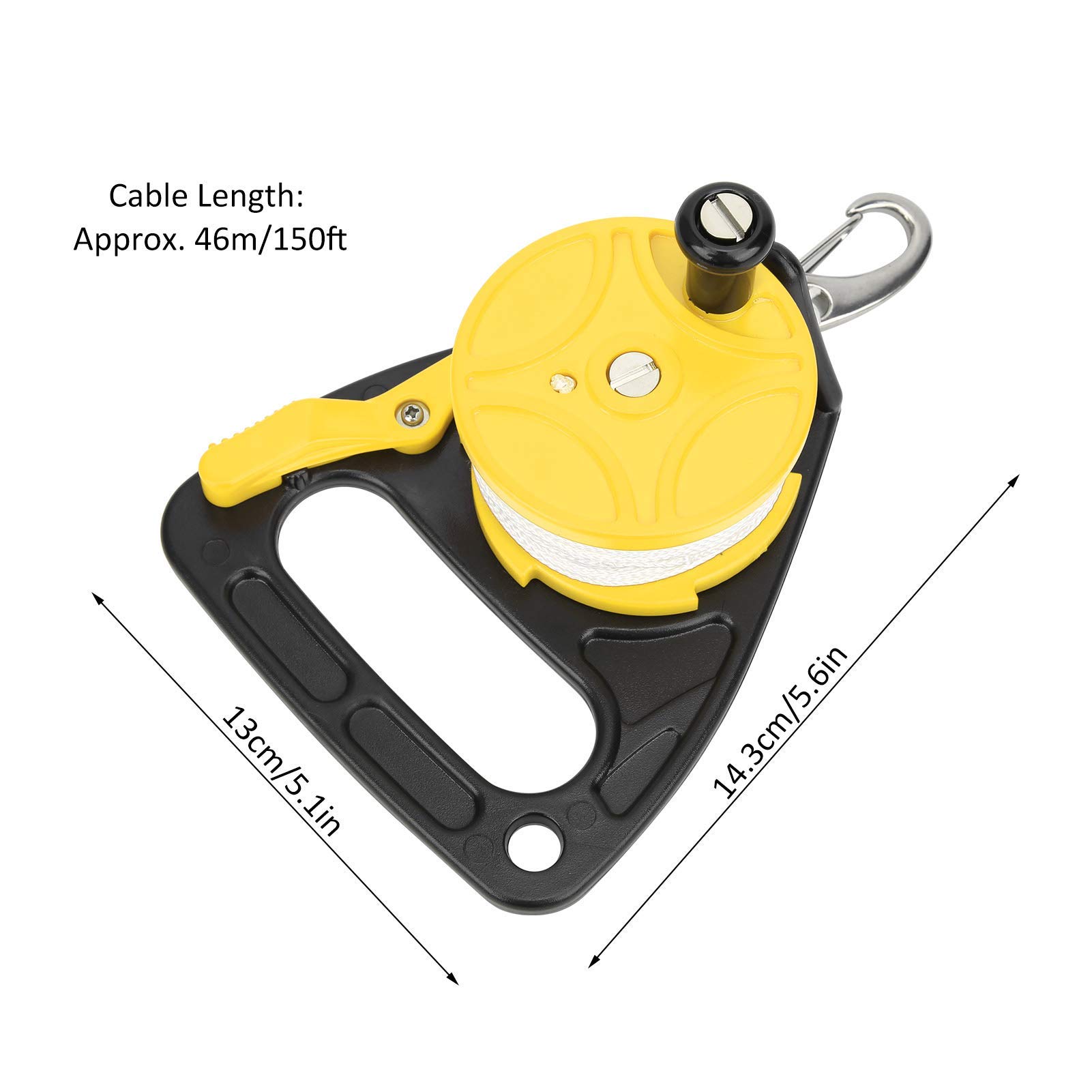 Alomejor Ancla de Kayak de Carrete de Buceo de 150 pies con posición de Tarjeta de Mango combinación de Cuerda de PP para Seguridad Buceo Submarino Snorkel
