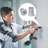 Vista 7 de 20 tuercas de remache 1/4-20UNC, tuerca de brida de aluminio, inserto roscado de cabeza plana