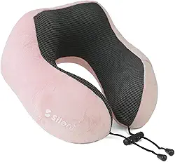 Travesseiro Apoio Encosto de Pescoço Silent para Viagem Ergonômico em Forma de U - Travesseiro,ótimo para viajar,dormir, relaxar em casa e no trabalho (rosa)