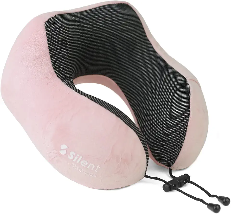 Travesseiro Apoio Encosto de Pescoço Silent para Viagem Ergonômico em Forma de U - Travesseiro,ótimo para viajar,dormir, relaxar em casa e no trabalho (rosa)
