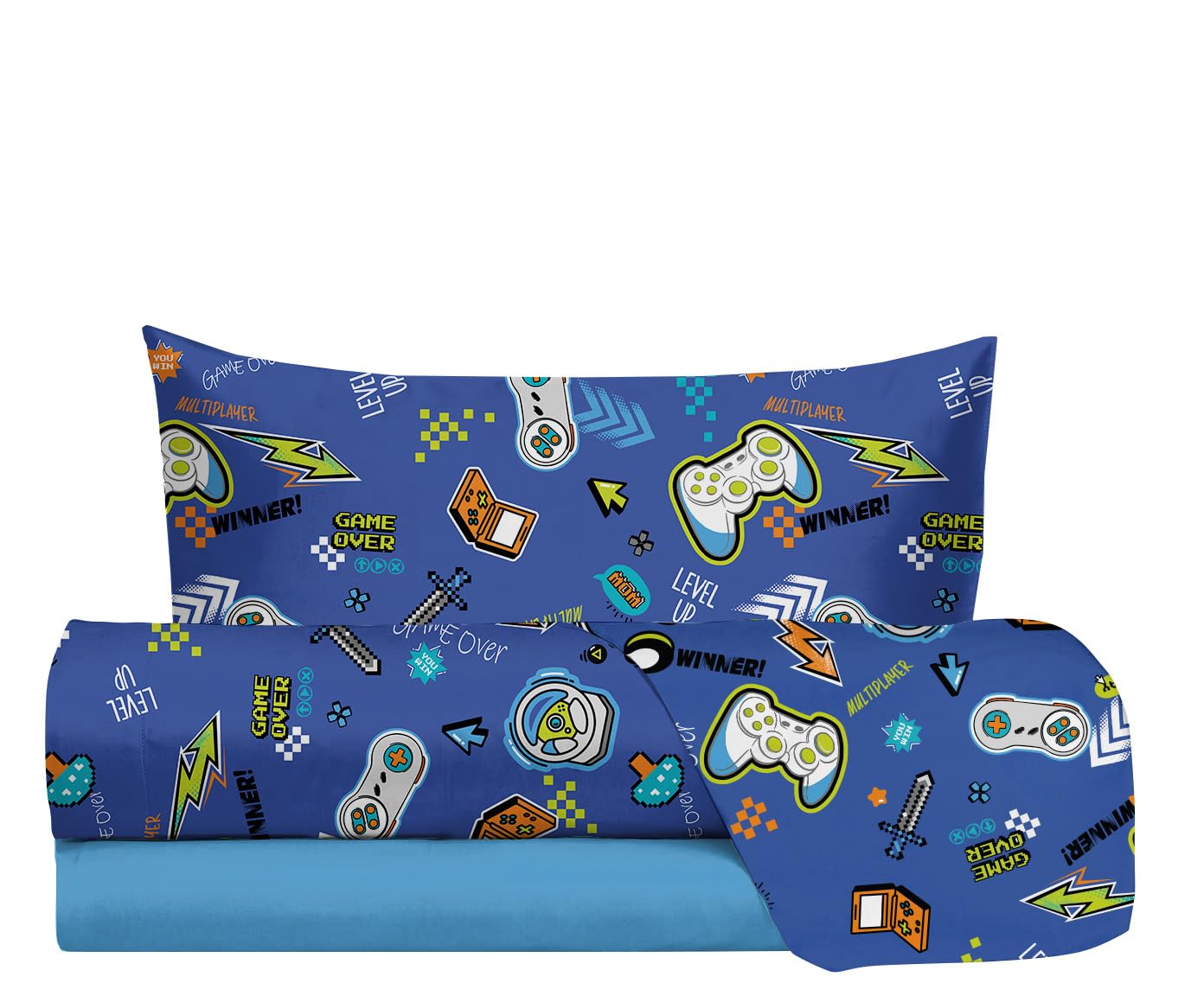 hermet Jolly - Juego de sábanas para Cama Individual, diseño de Tenis, 100% algodón, sábana encimera + sábana Bajera + Funda de Almohada