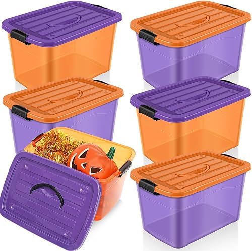 Abbylike Contenedores de almacenamiento de Halloween de 33 cuartos de galón de almacenamiento de temporada con tapas, contenedores de almacenamiento