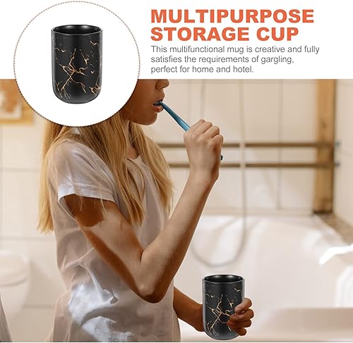 Miniatura 9 de Alipis Vasos de vidrio para beber vasos de cerámica para baño, taza de mármol con patrón de mármol, taza de agua de porcelana para pasta de dientes,