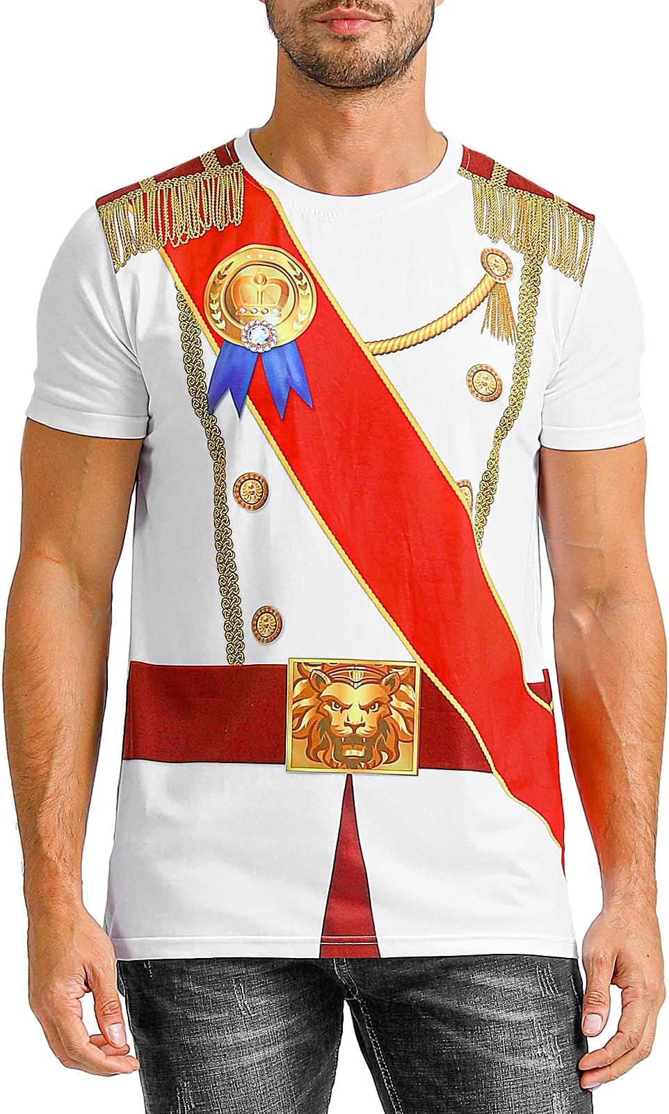 Funny World Men's Prince Costume Royal Charming Halloween T-shirts