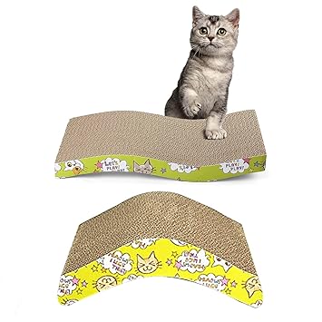 Emily Pets Scratcher Toy for Cats Meow Board with a Curved Wave Design Satisfy Your kitty's Natural Scratching Instinct Made of Environmental Friendly Material Pack of 2