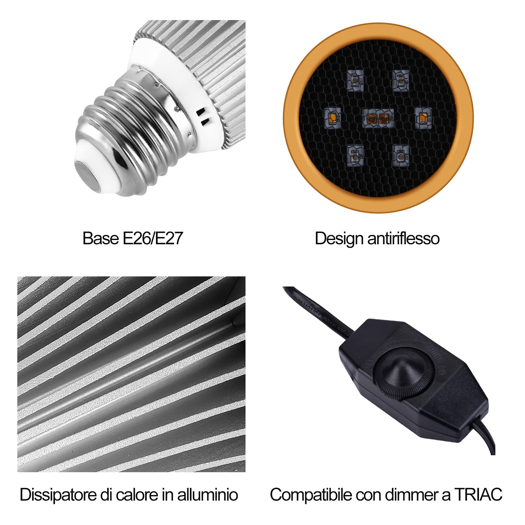 Lampadina UVA UVB per Rettili e Anfibi, 8508 Lampada LED con Luce UV