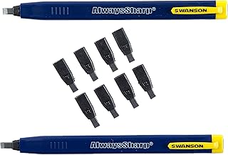 Swanson Tool Co CP216 AlwaysSharp Refillable Mechanical Carpenter Pencil, Two Pack, with 8 More Replacement Black Graphite Tips